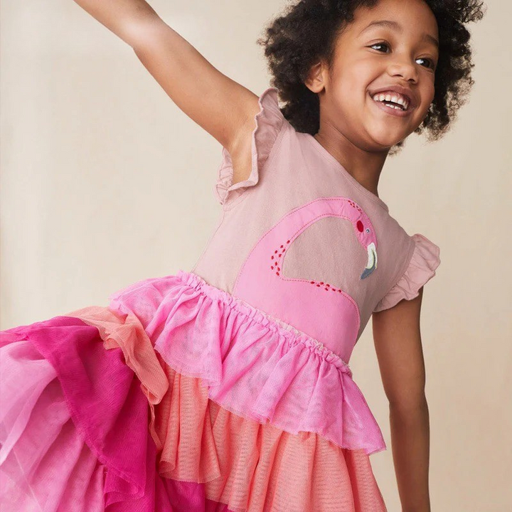 Flamingo Ruffle Tulle Dress