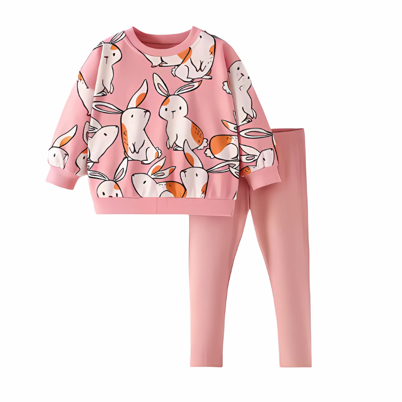 2-Piece Bunny Print Sweatshirt And Leggings Set