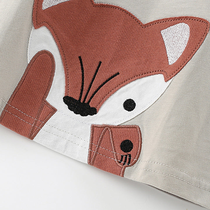 Fox Friend Appliqué Long-Sleeve T-Shirt