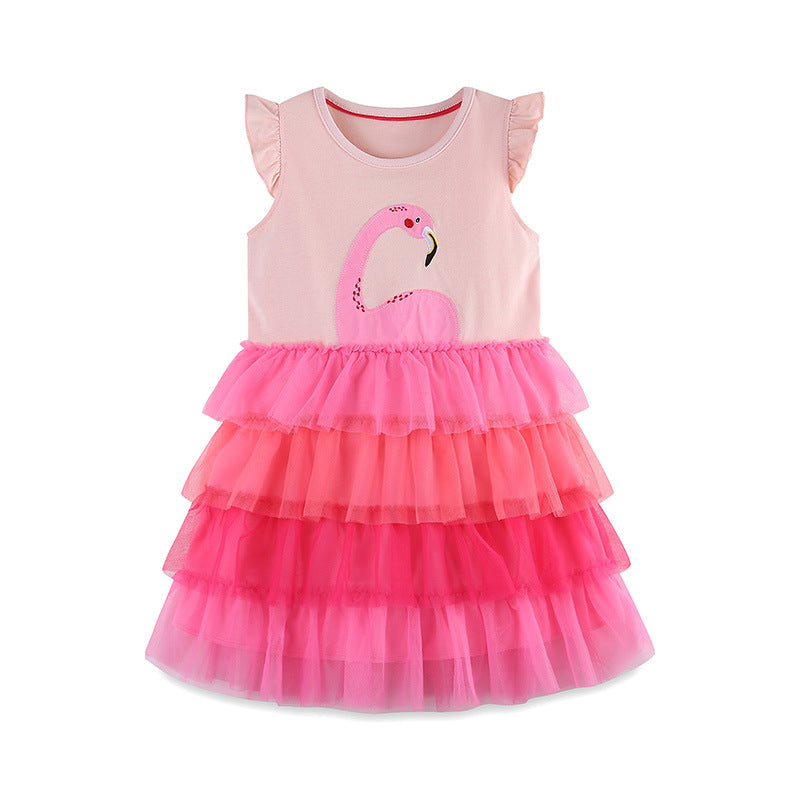 Flamingo Ruffle Tulle Dress