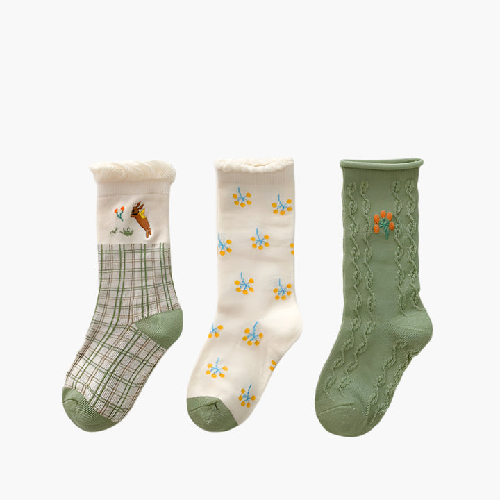 3-Pack Embroidered Socks Set