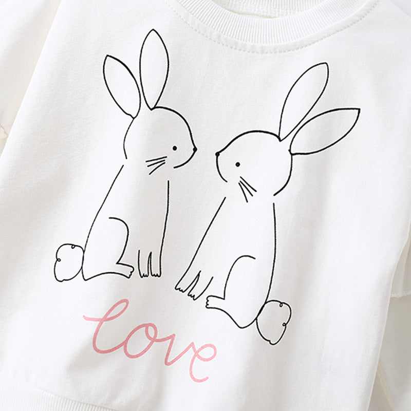 2-Piece Bunny Print Sweatshirt & Jogger Set