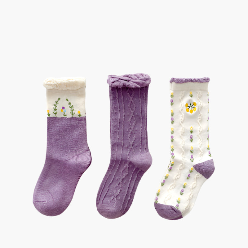 3-Pack Embroidered Socks Set