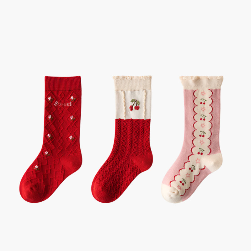 3-Pack Embroidered Socks Set