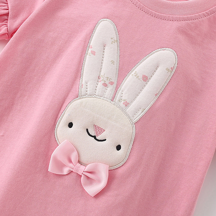 Bunny Applique T-Shirt & Striped Shorts Set