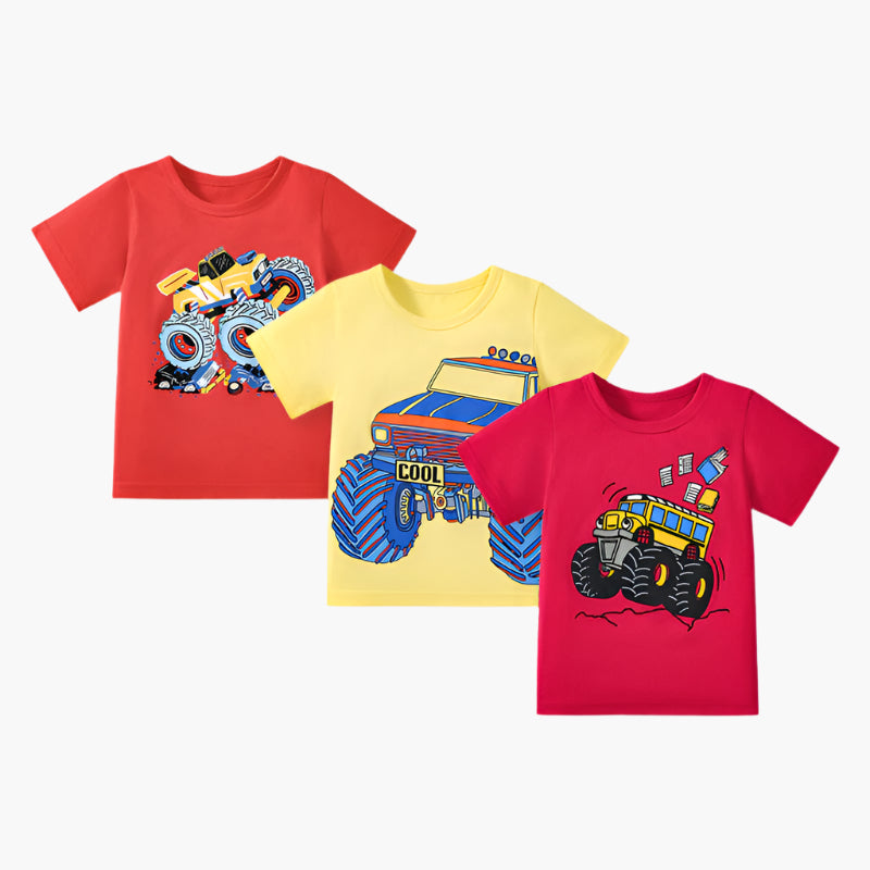 3-Pack Monster Truck Power T-Shirt Set