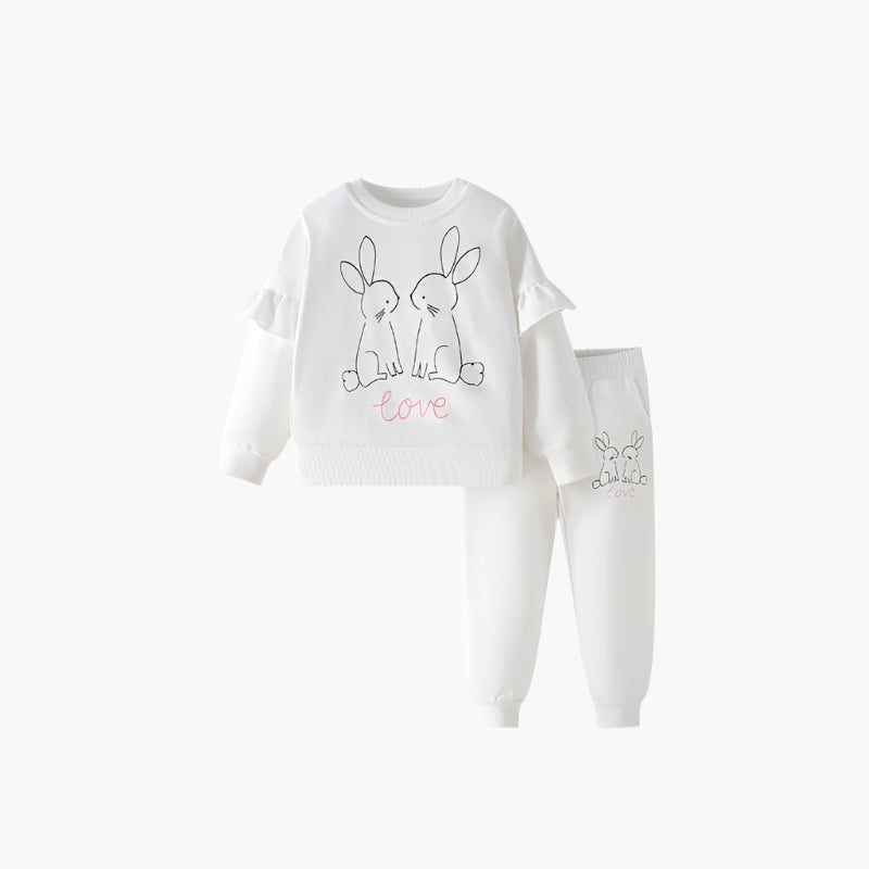 2-Piece Bunny Print Sweatshirt & Jogger Set