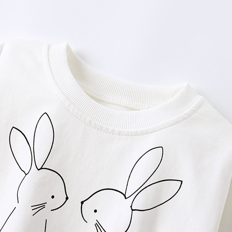 2-Piece Bunny Print Sweatshirt & Jogger Set