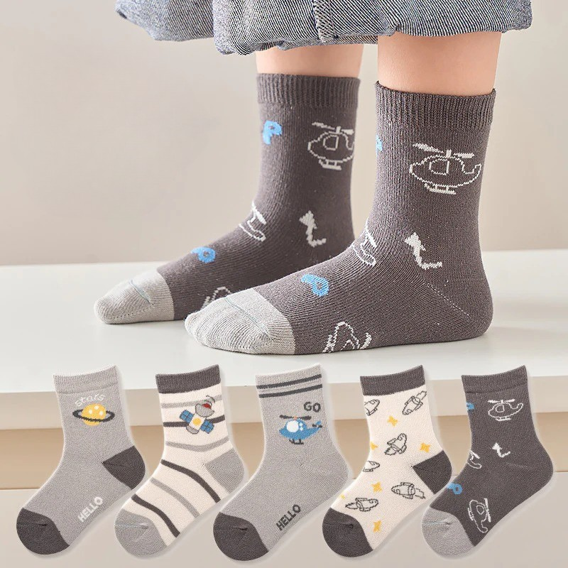 Children's socks terylene cotton spring and autumn thick boys and girls children's socks breathable sweat absorption autumn and winter baby socks