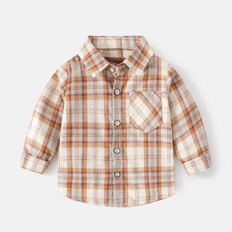 Children's plaid shirt Korean version of children's wear boys' long-sleeved shirt fashion baby casual top a hair