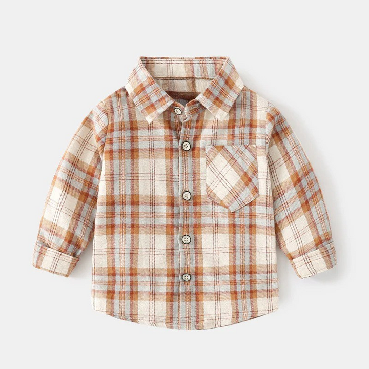 Children's plaid shirt Korean version of children's wear boys' long-sleeved shirt fashion baby casual top a hair